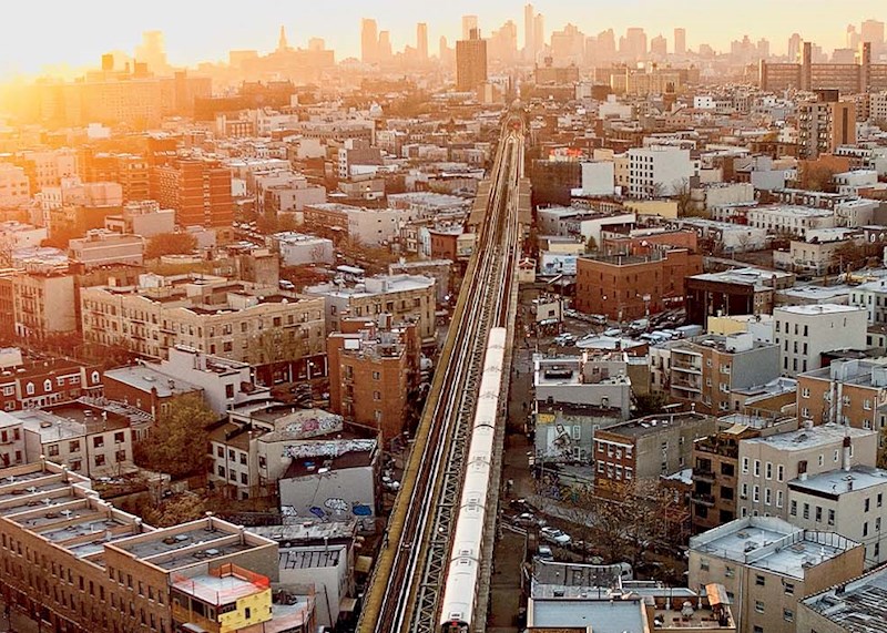 Train heading into New York City