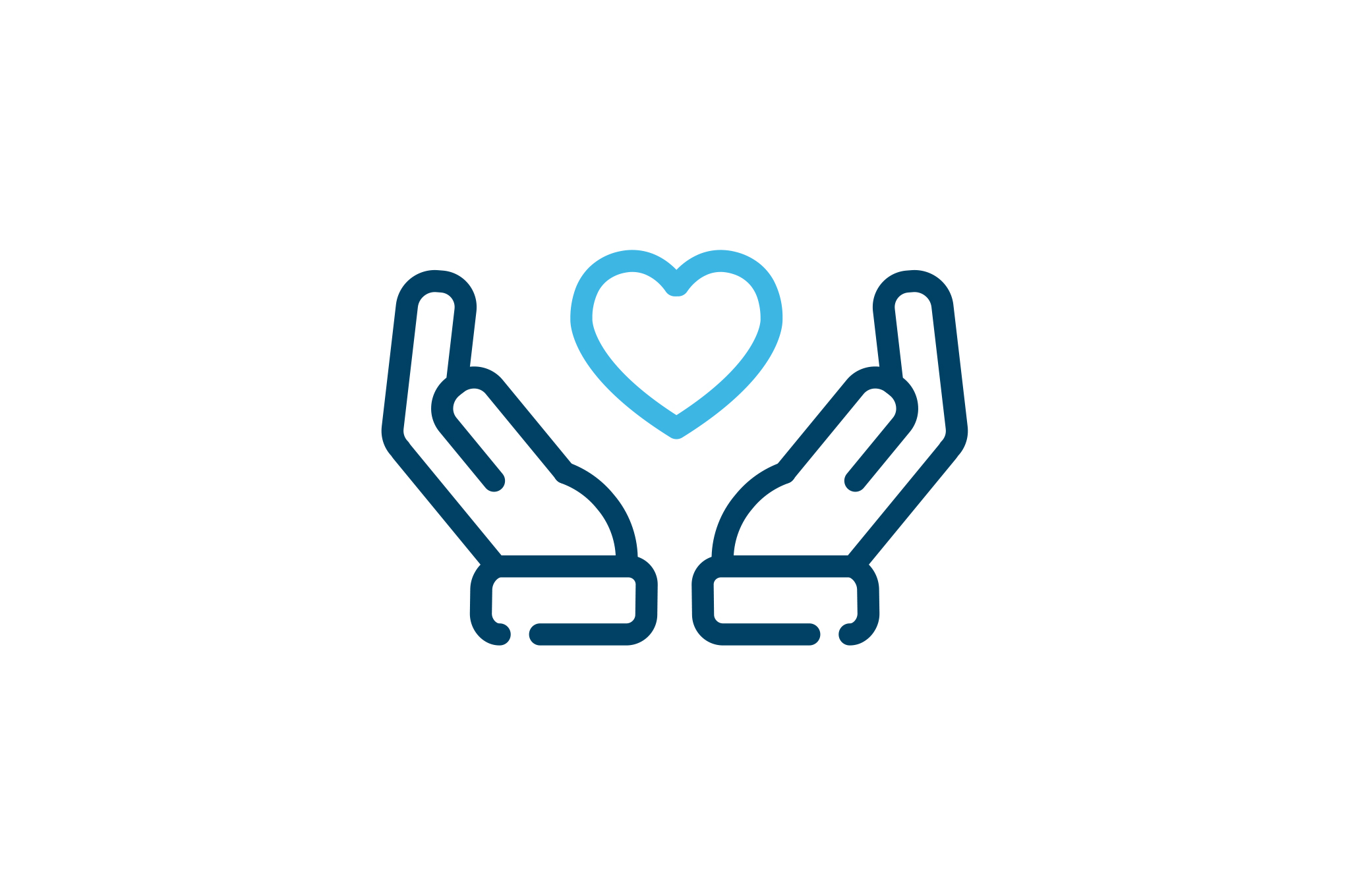 Hands around a heart icon