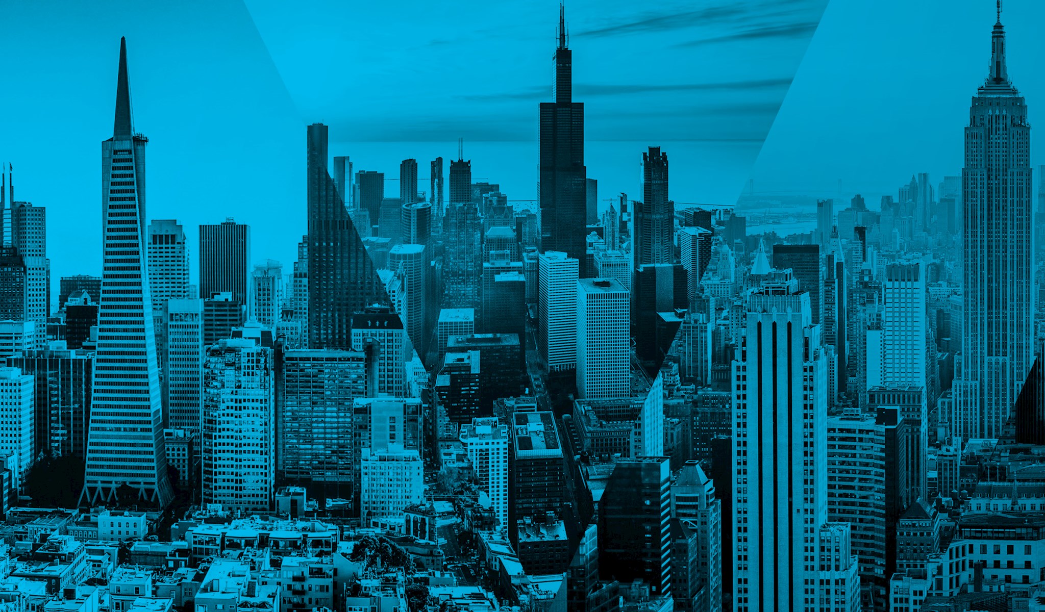 Collage of city skylines